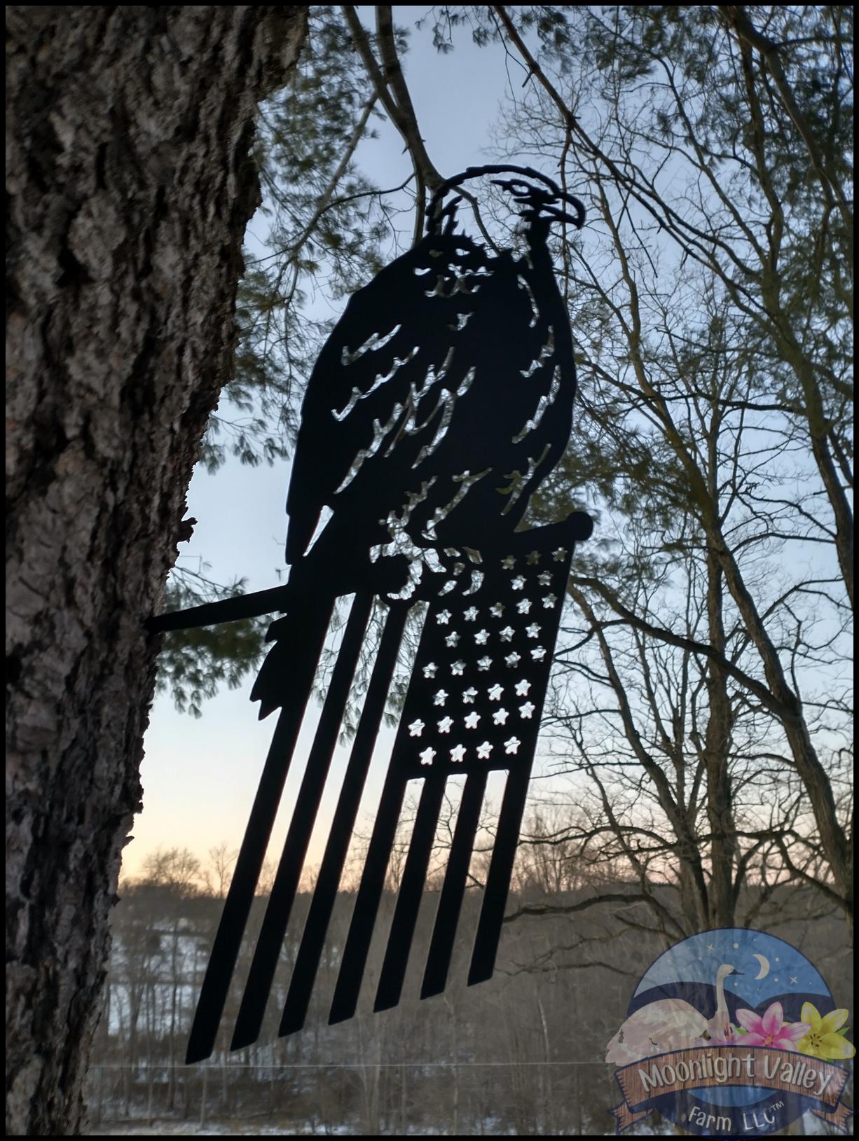 (image for) Eagle & American Flag Tree Stake