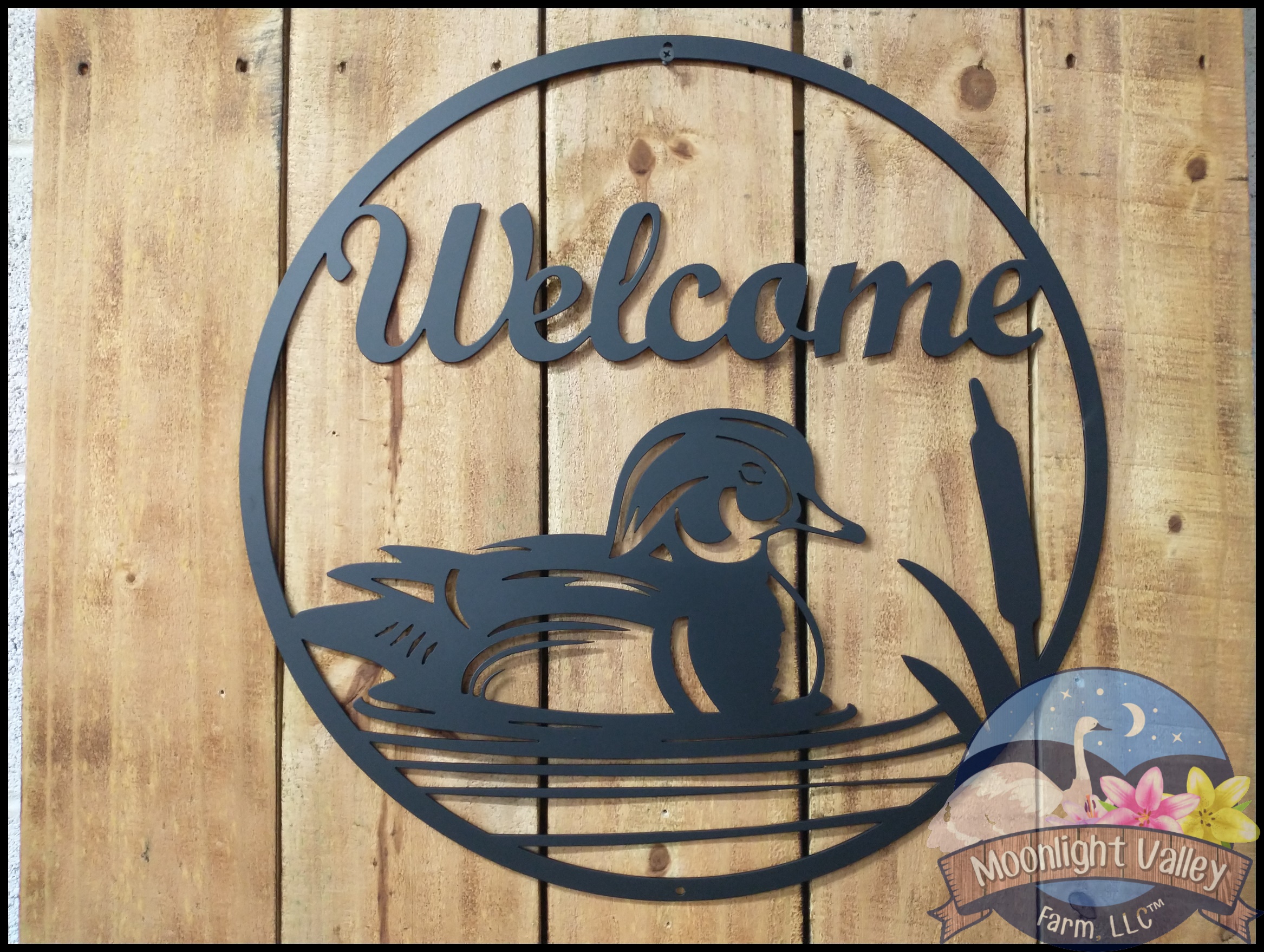 Wood Duck & Cattails Welcome Sign